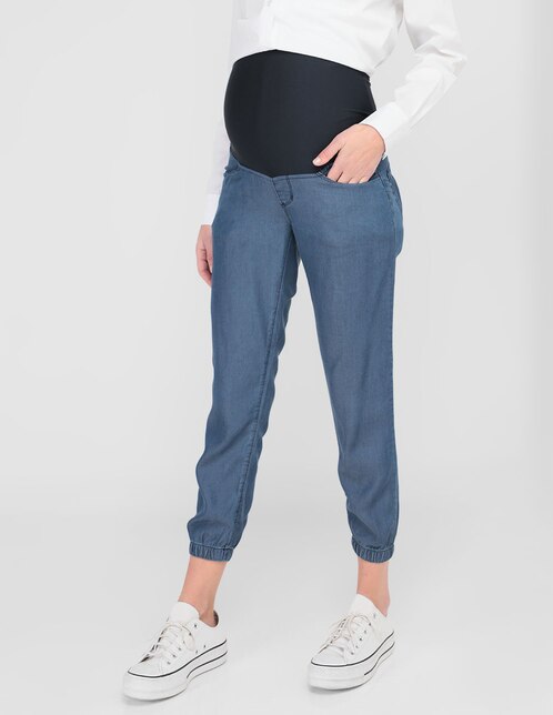 Jeans belly band alto de maternidad slim One To Nine corte cintura para mujer