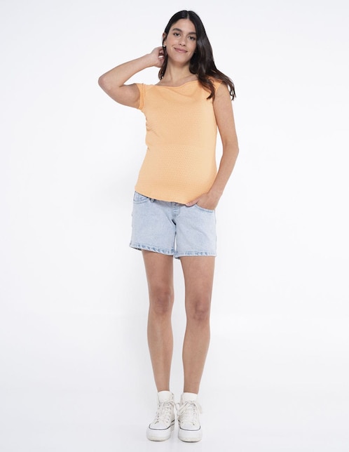 Playera maternidad manga corta Oh Ma! cuello redondo