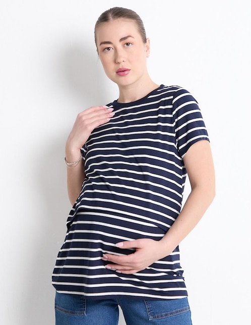 Playera maternidad manga corta cuello redondo 1