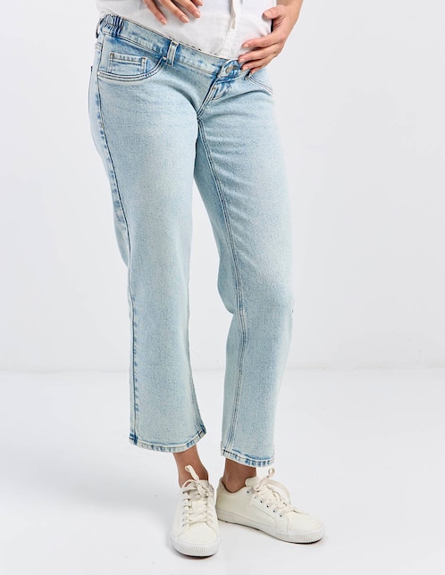Jeans maternidad straight a la cadera 1