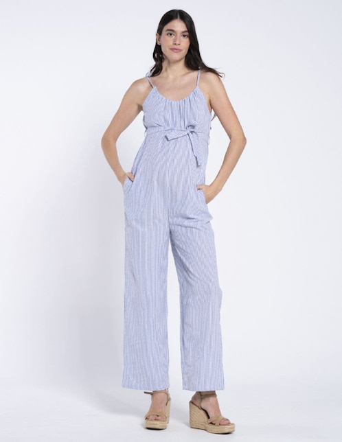 Jumpsuit maternidad casual estampado a rayas 1