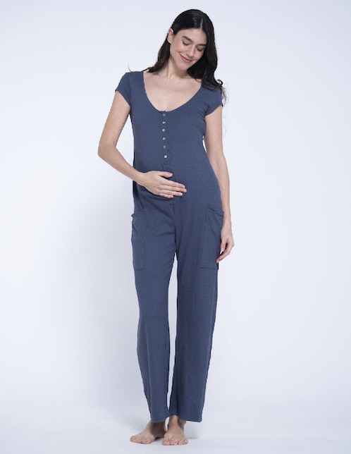 Jumpsuit maternidad loungewear estampado liso 1