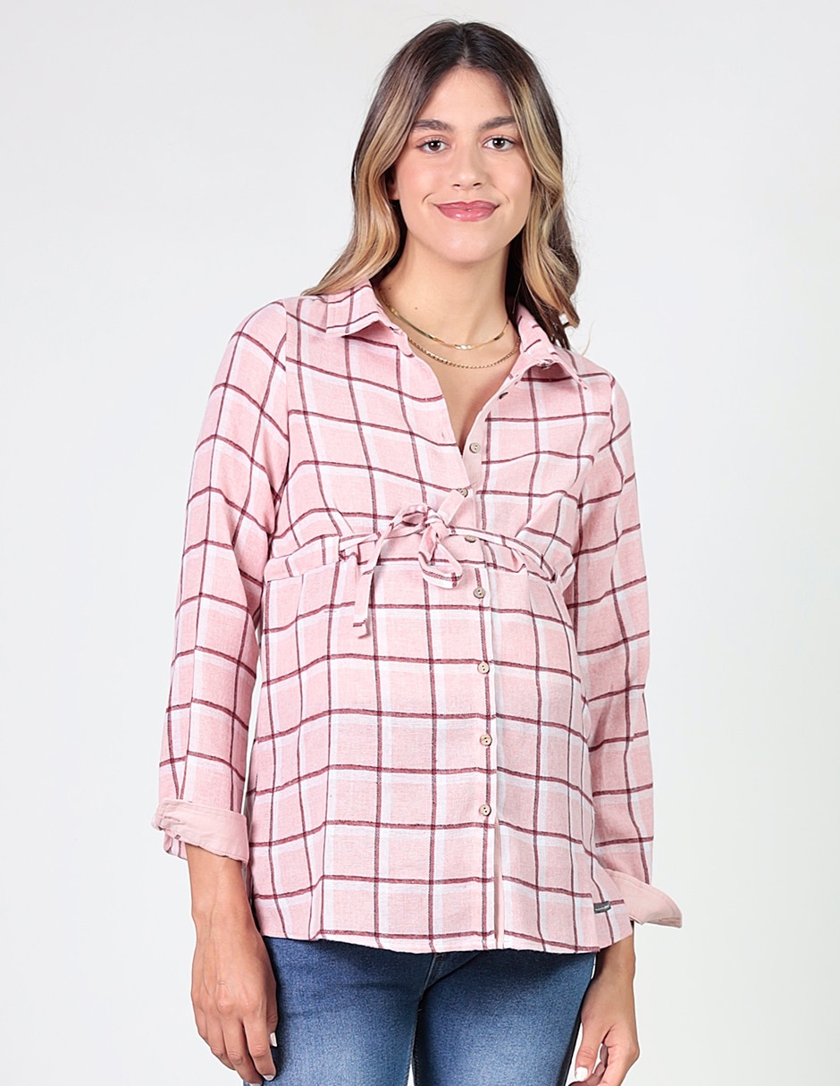 Blusa de maternidad Oh Ma! manga larga estampado a cuadros en Liverpool