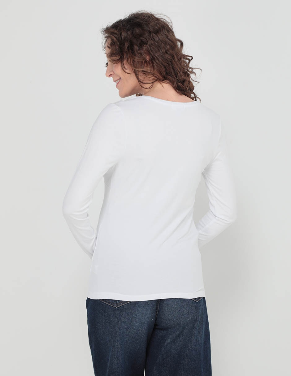 Playera maternidad manga larga cuello v 5