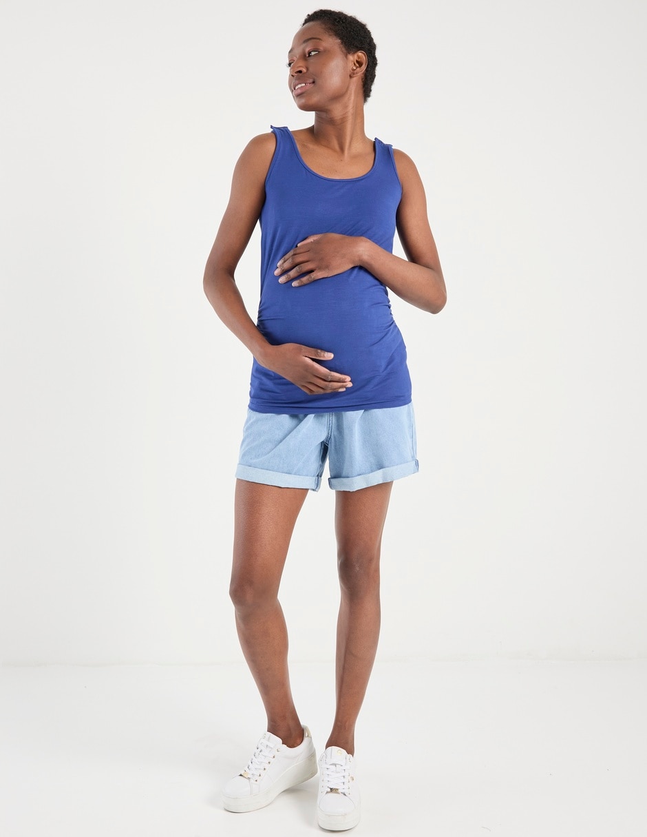 Top maternidad cuello redondo escote regular tirante clásico 2