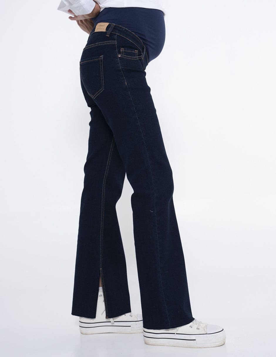 Jeans maternidad acampanado corte cintura alta 3
