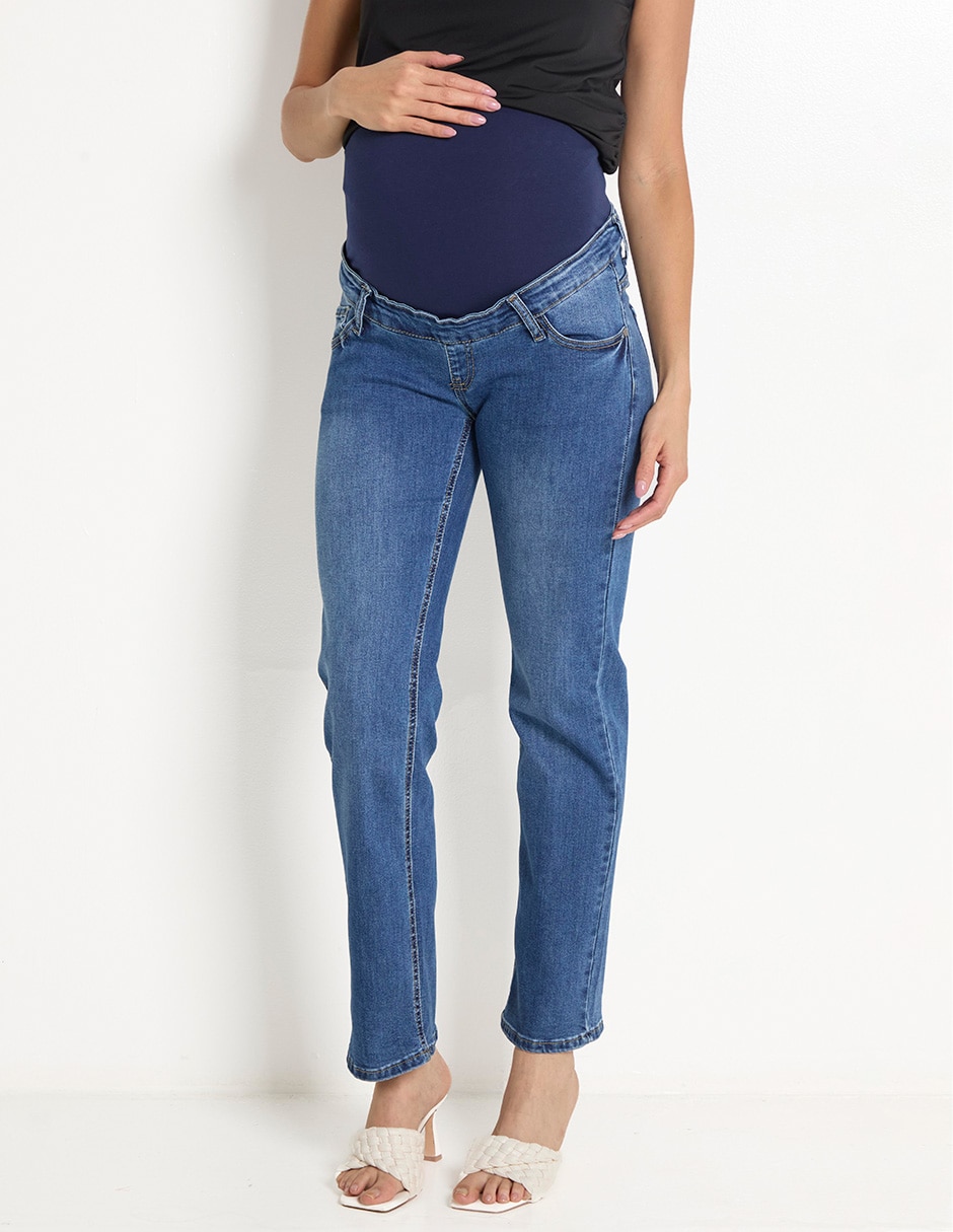 Jeans de maternidad straight corte cintura alta