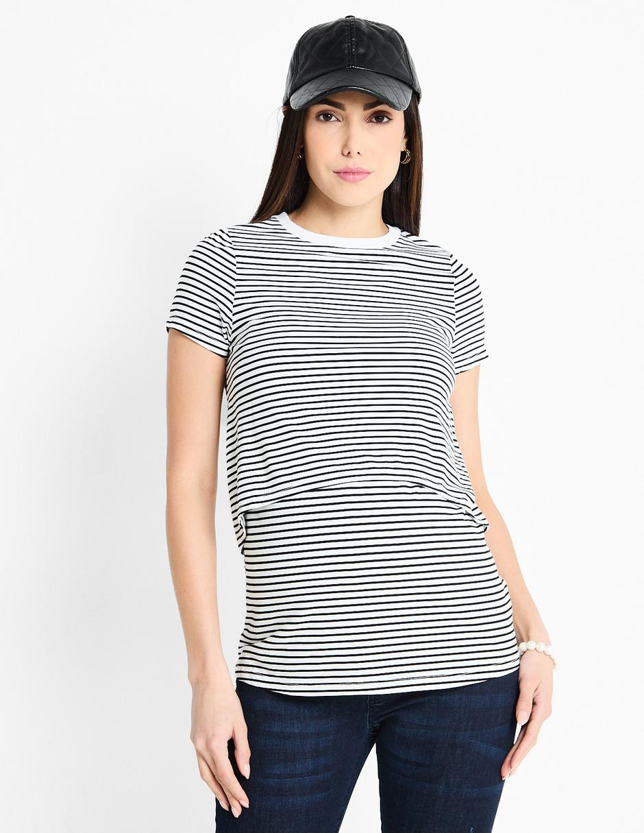 Playera maternidad manga corta cuello redondo Playera maternidad manga corta cuello redondo