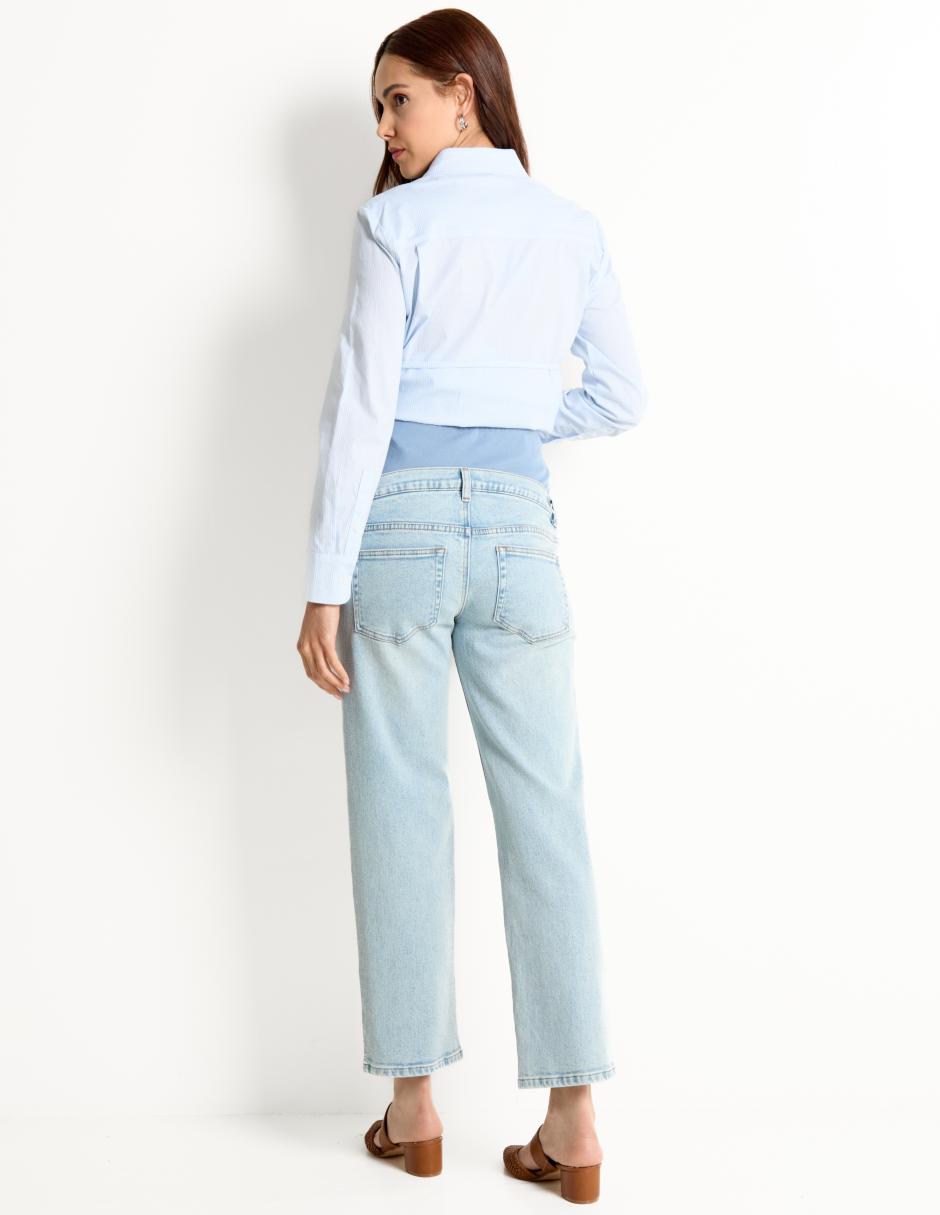 Jeans maternidad straight corte cintura alta 2