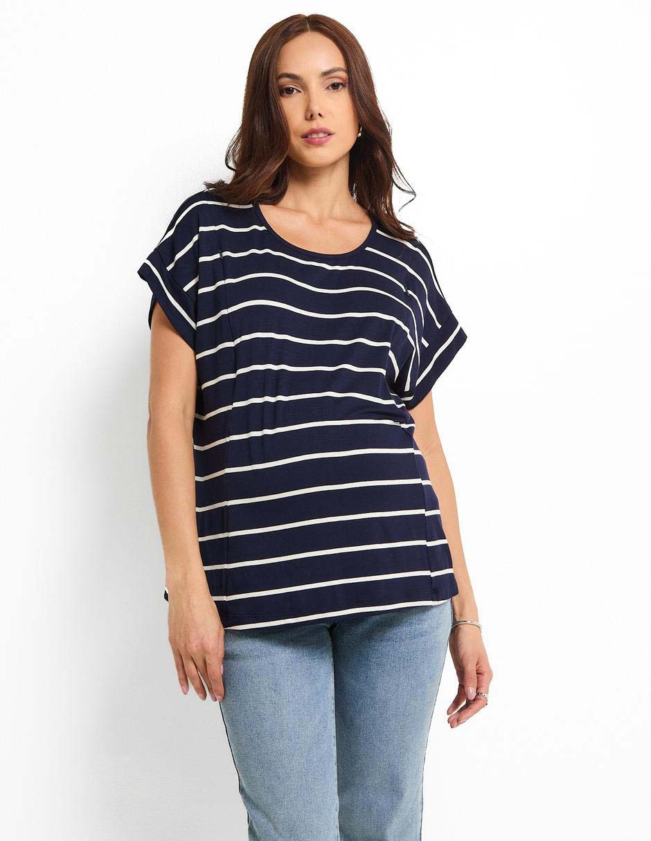 Playera maternidad manga corta cuello redondo Playera maternidad manga corta cuello redondo