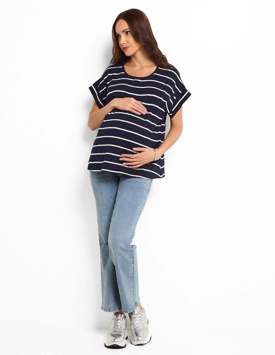 Playera maternidad manga corta cuello redondo 3