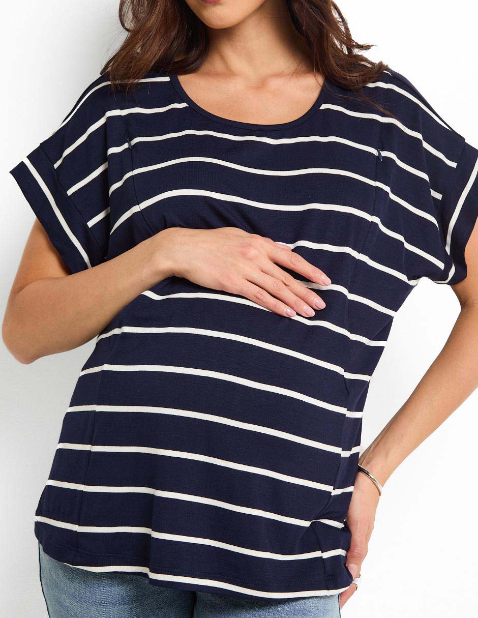 Playera maternidad manga corta cuello redondo 4