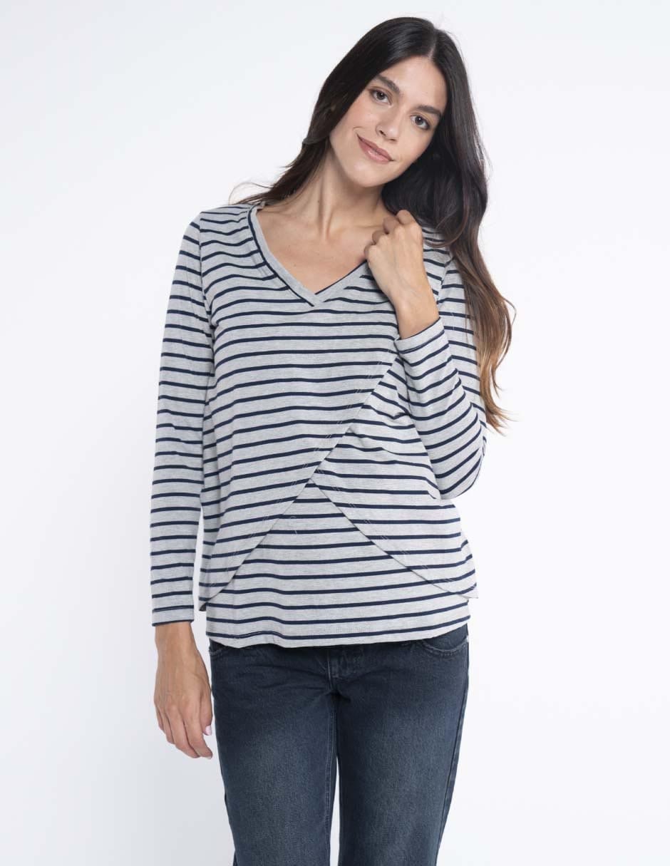 Playera maternidad manga larga cuello v 2