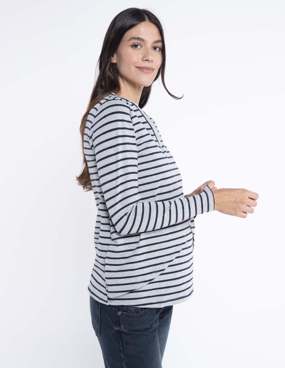 Playera maternidad manga larga cuello v 3