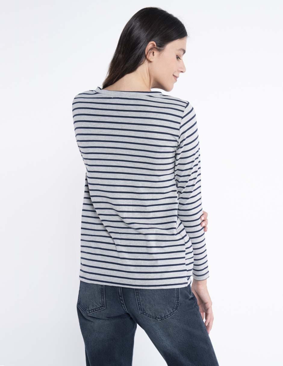 Playera maternidad manga larga cuello v 4