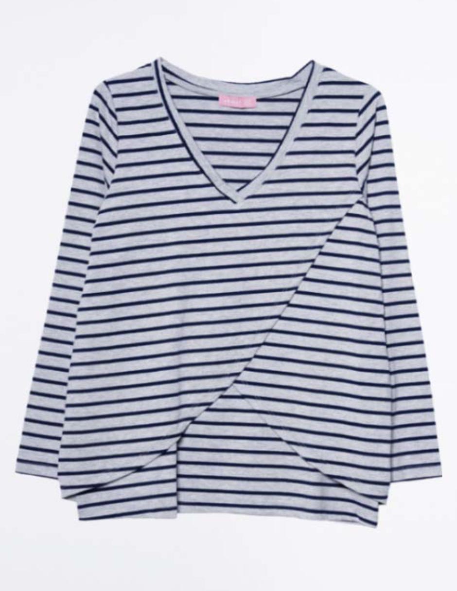 Playera maternidad manga larga cuello v 7