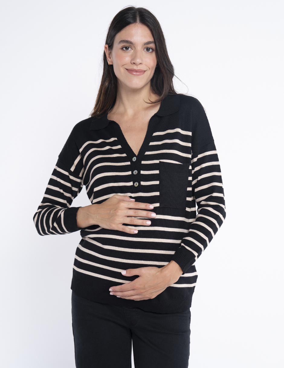 Suéter maternidad cuello camisero 2
