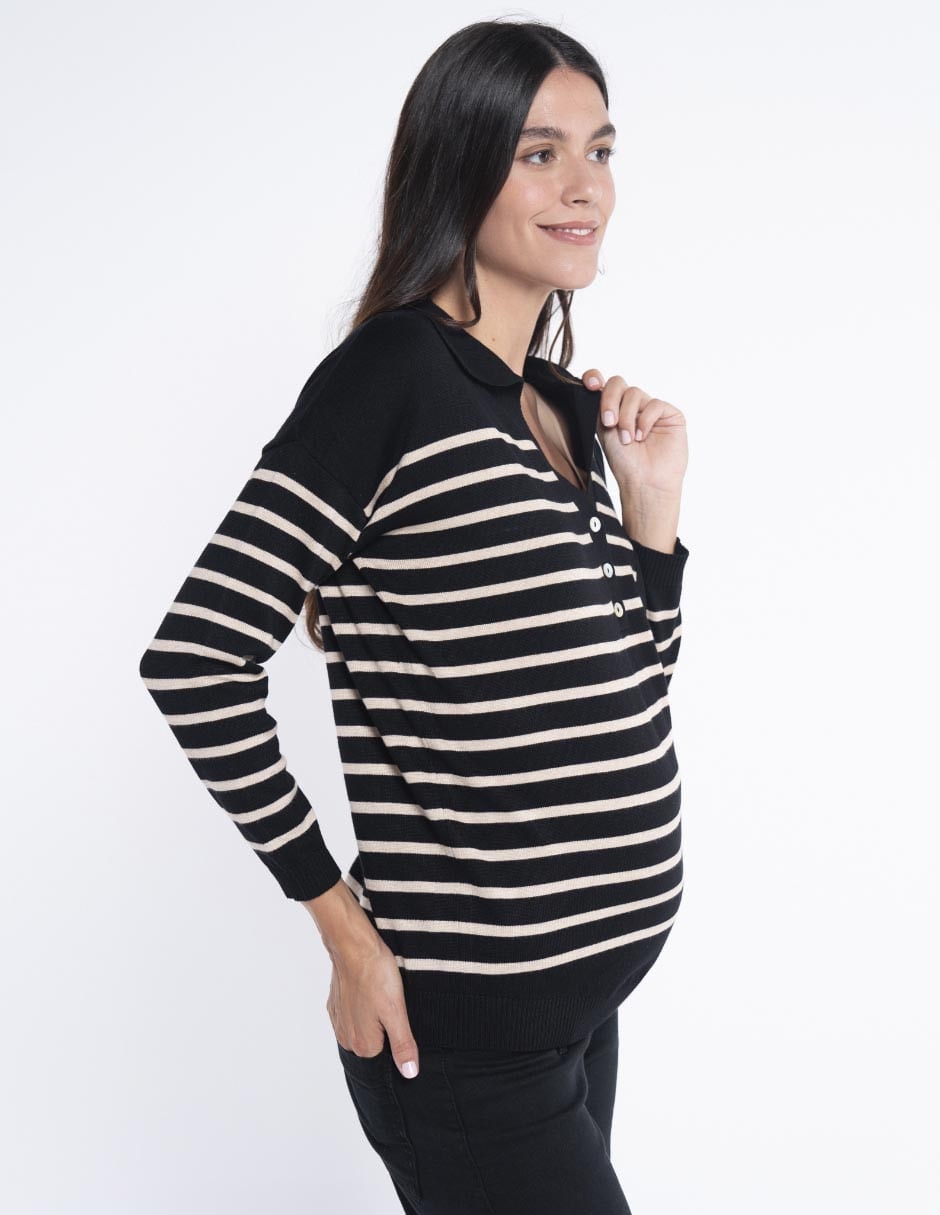 Suéter maternidad cuello camisero 3