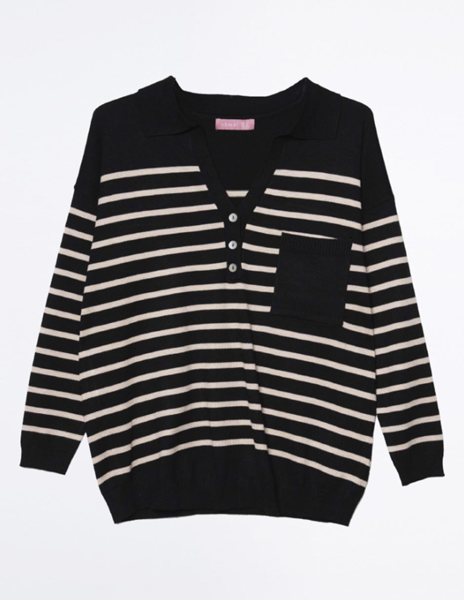 Suéter maternidad cuello camisero 7
