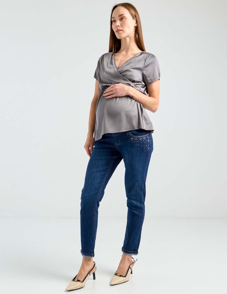 Jeans maternidad slim corte cintura 3