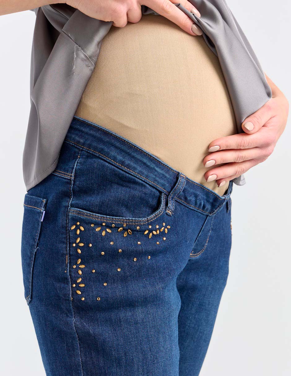 Jeans maternidad slim corte cintura 4