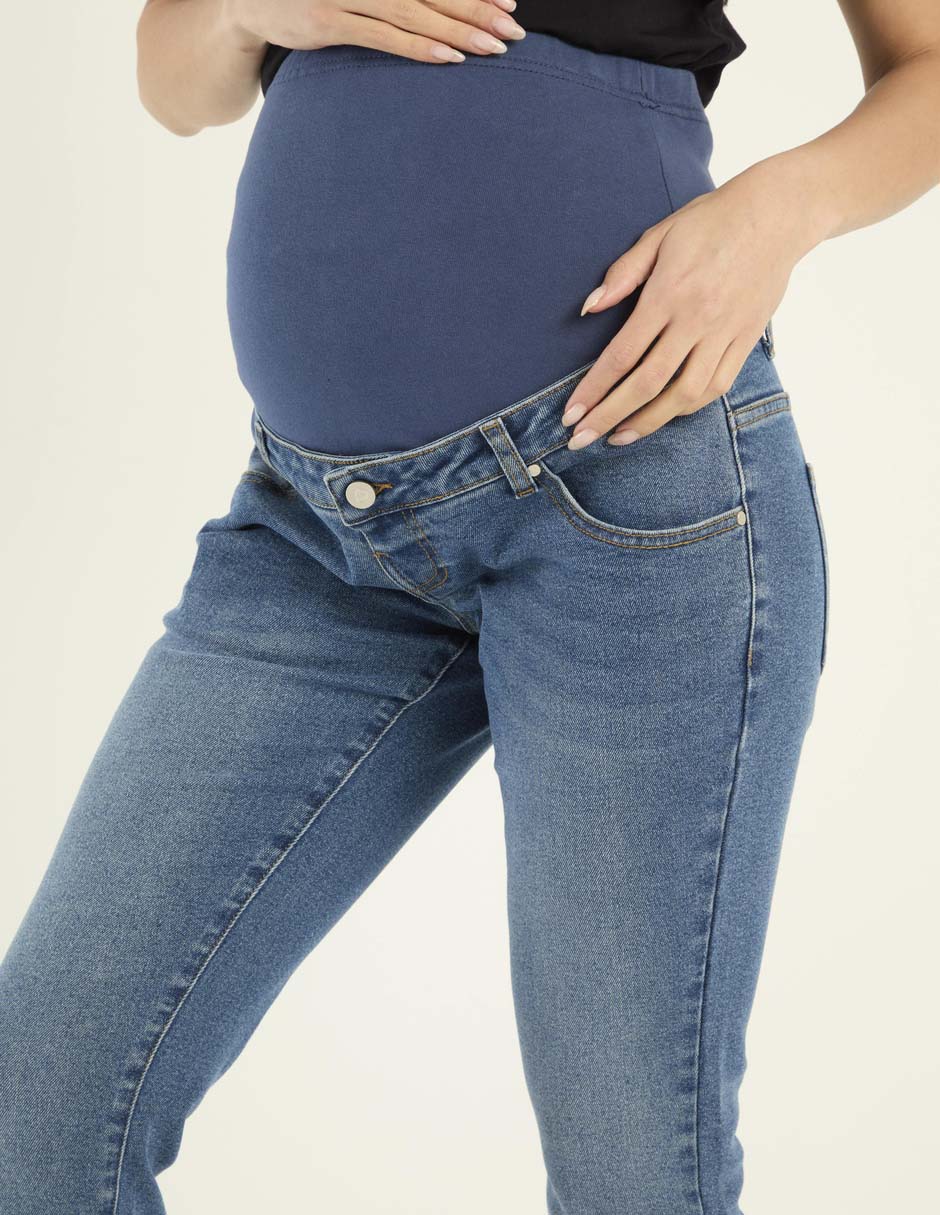 Jeans maternidad slim corte cintura 4