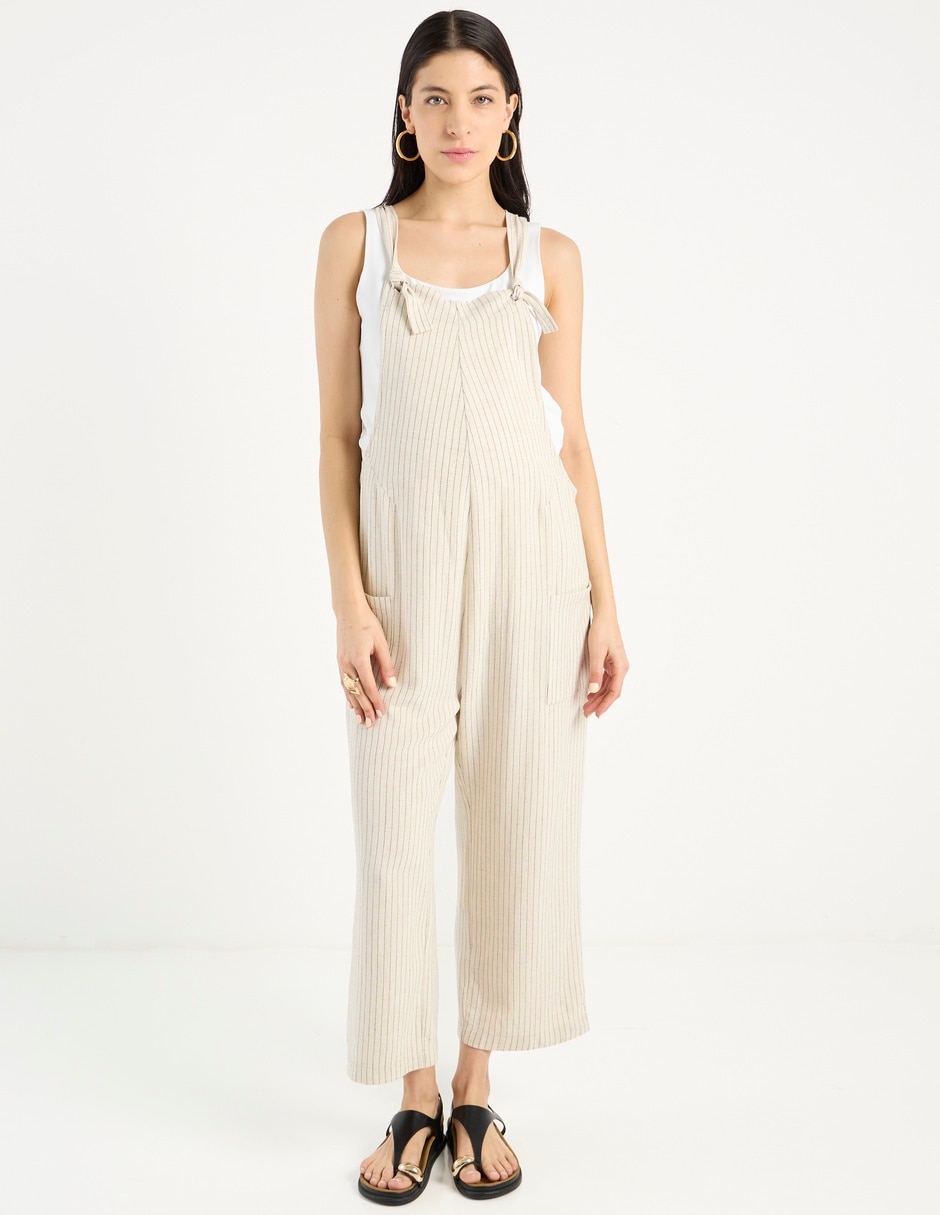 Overol maternidad casual estampado a rayas 2