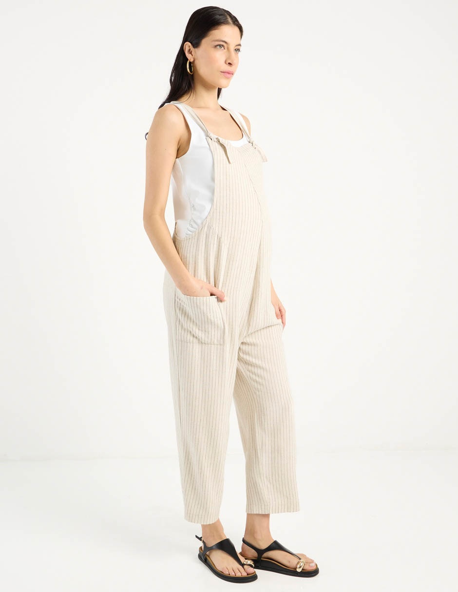 Overol maternidad casual estampado a rayas 3