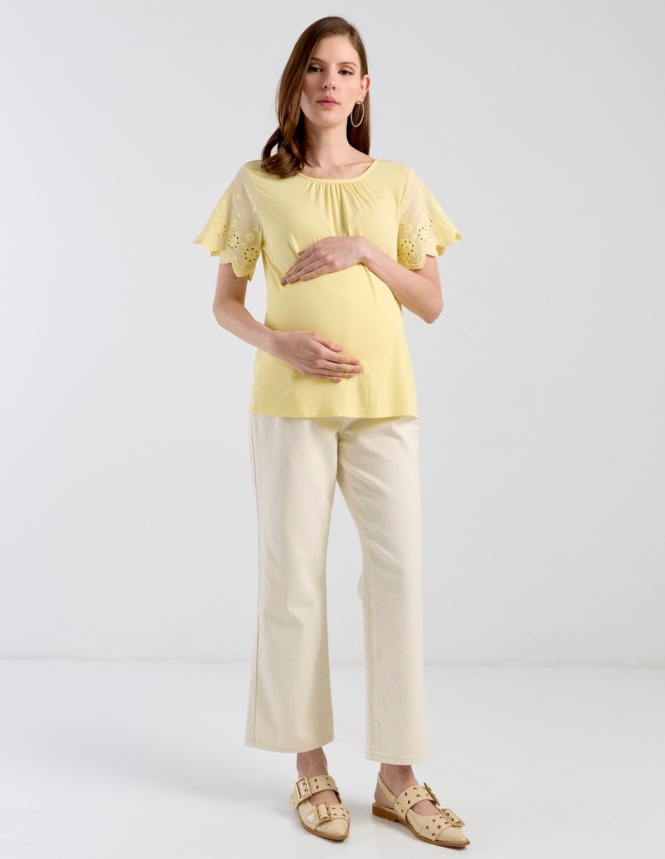 Jeans maternidad capri campana One To Nine corte cintura alta 2