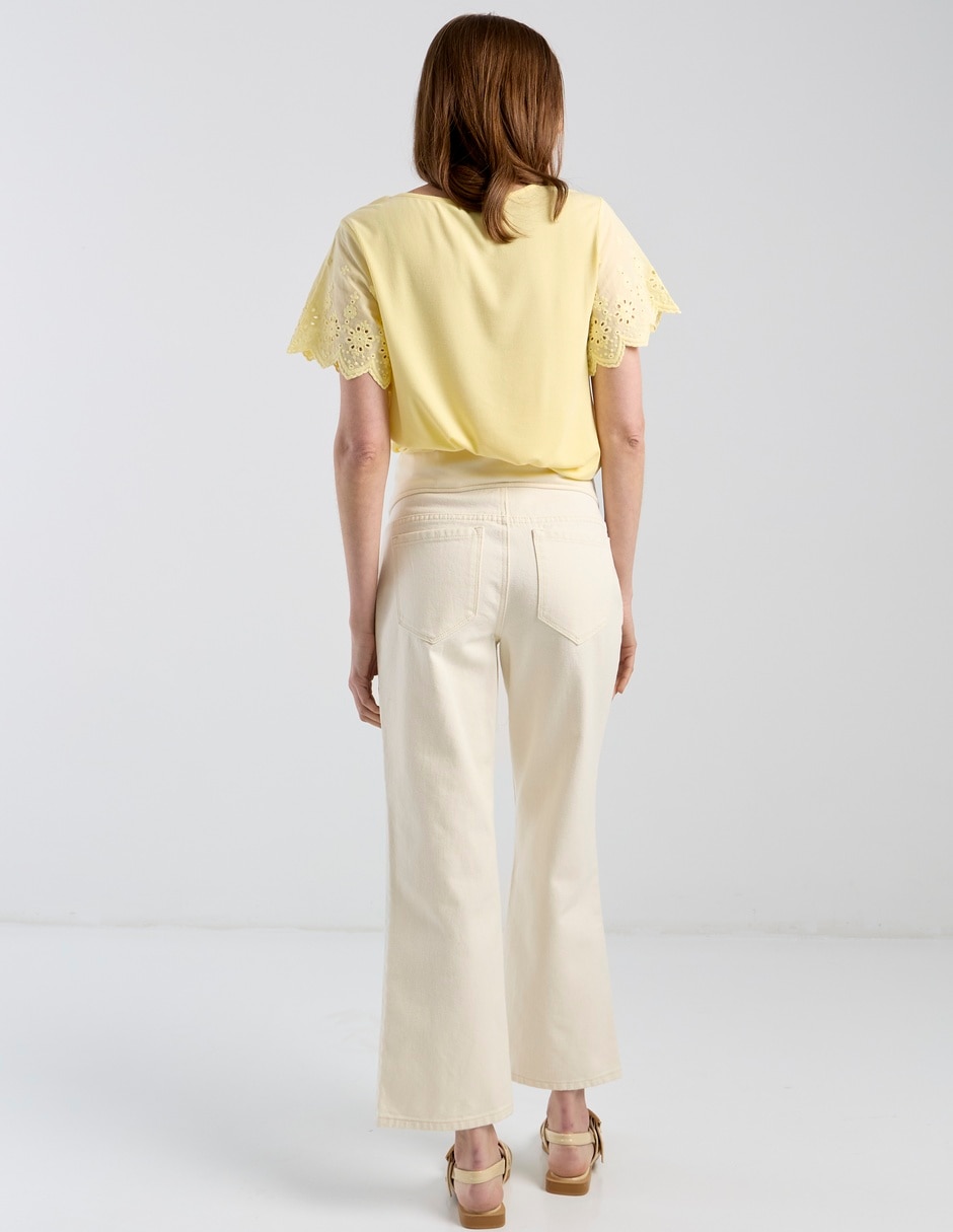 Jeans maternidad capri campana One To Nine corte cintura alta 6