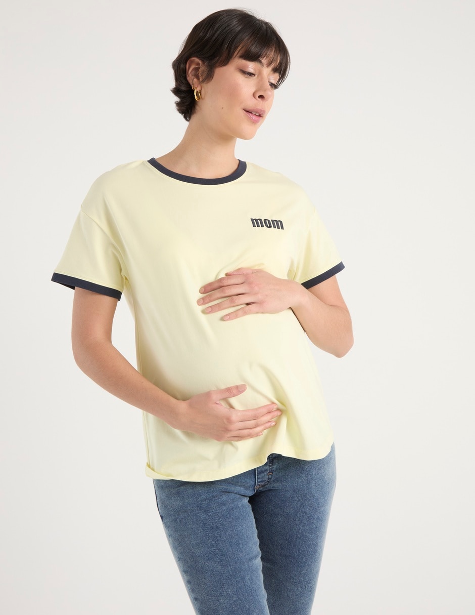 Playera maternidad manga corta cuello redondo Playera maternidad manga corta cuello redondo