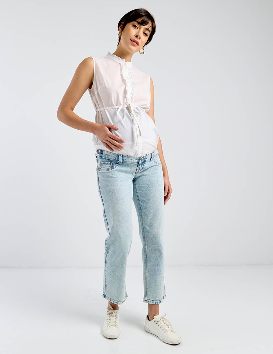 Jeans maternidad straight a la cadera 3