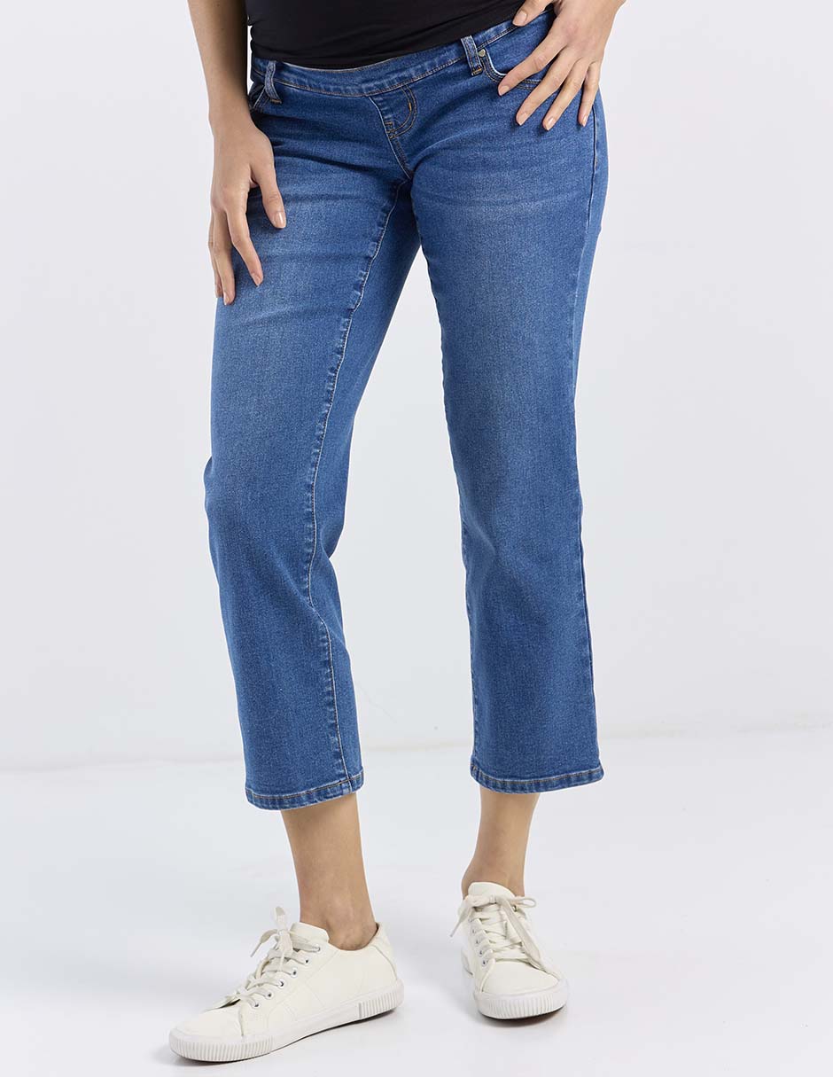 Jeans maternidad capri straight corte cintura alta Jeans maternidad capri straight corte cintura alta