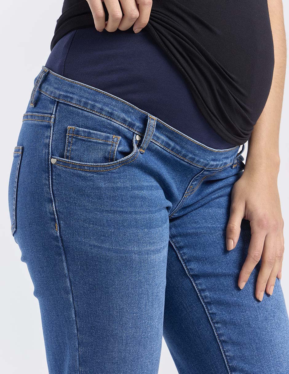 Jeans maternidad capri straight corte cintura alta 4