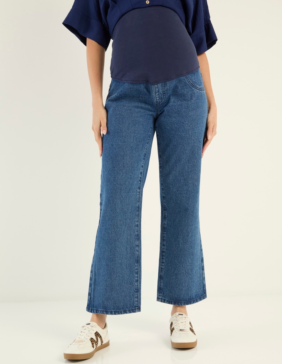 Jeans maternidad campana corte cintura alta