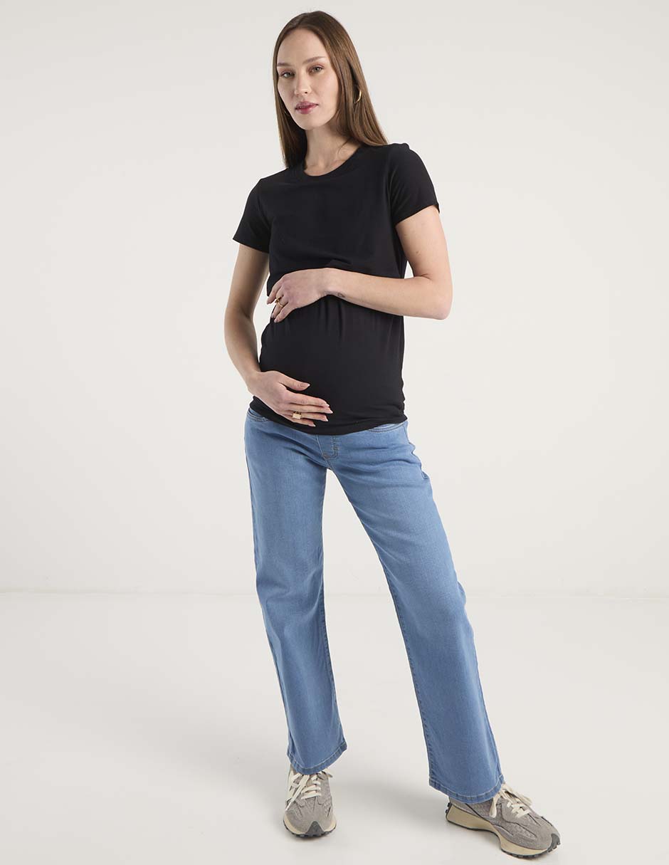 Jeans maternidad straight corte cintura alta 2