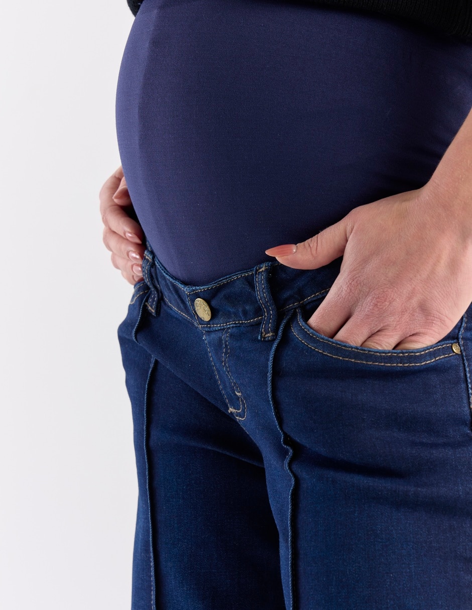 Jeans maternidad relajado corte cintura 4