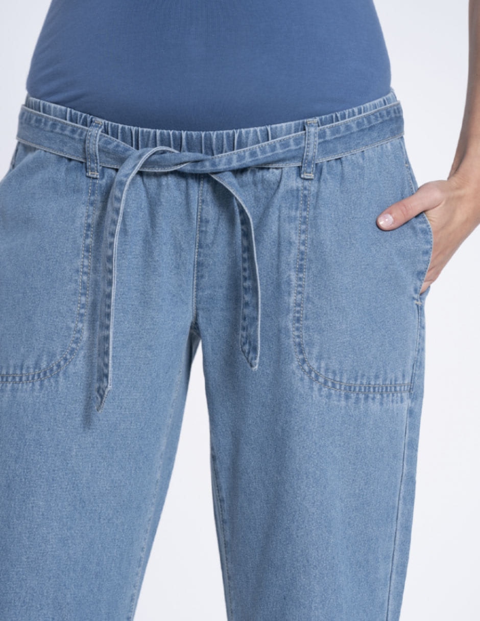 Jeans maternidad relaxed straight corte cintura alta 5