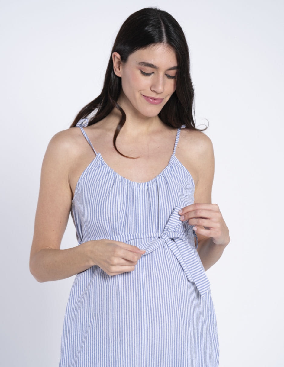 Jumpsuit maternidad casual estampado a rayas 2