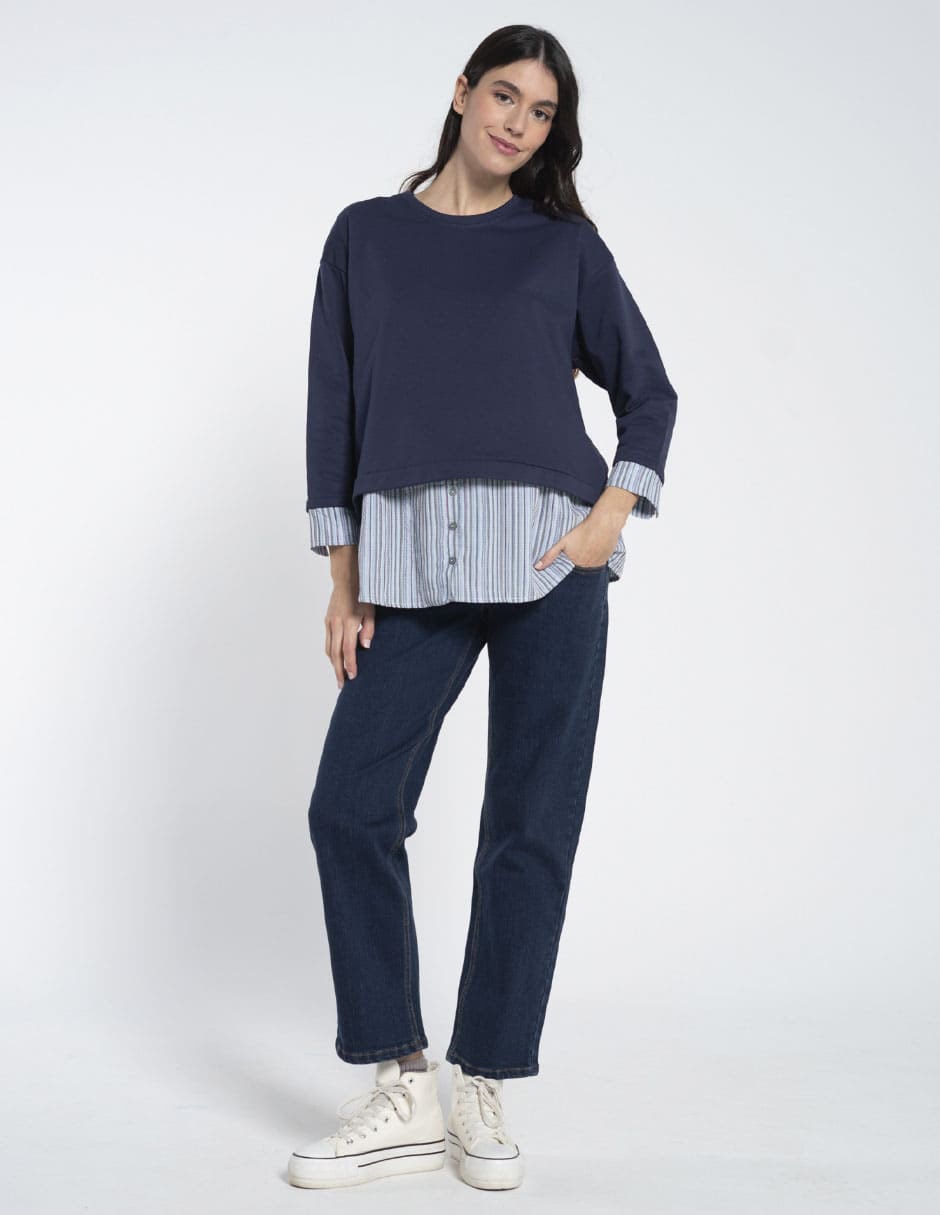 Sudadera maternidad efecto doble prenda
