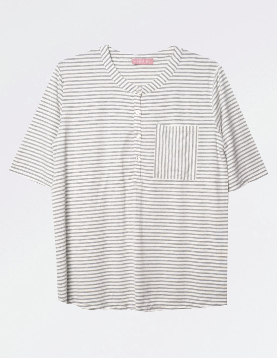 Playera maternidad manga al codo cuello V 7