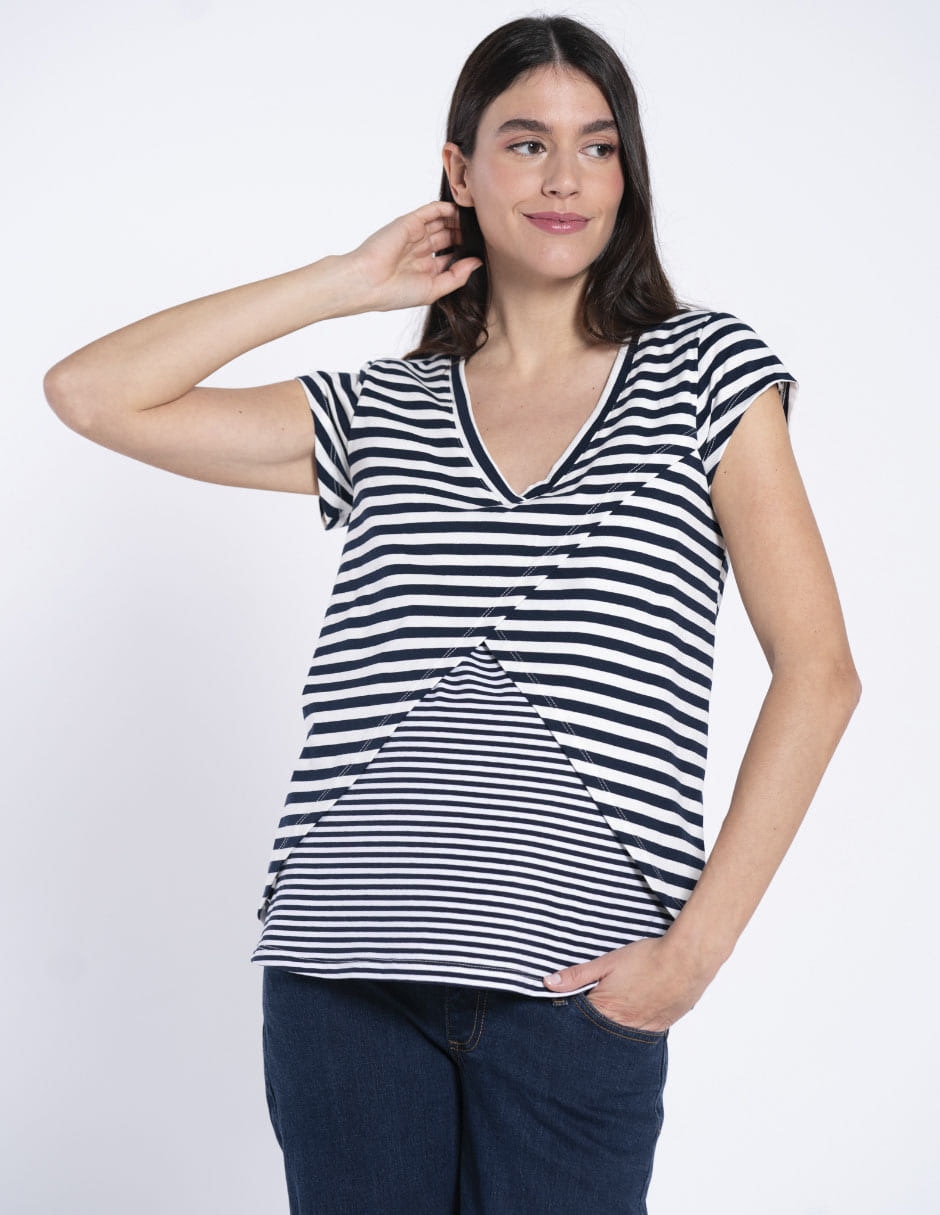 Playera maternidad manga corta cuello v 2