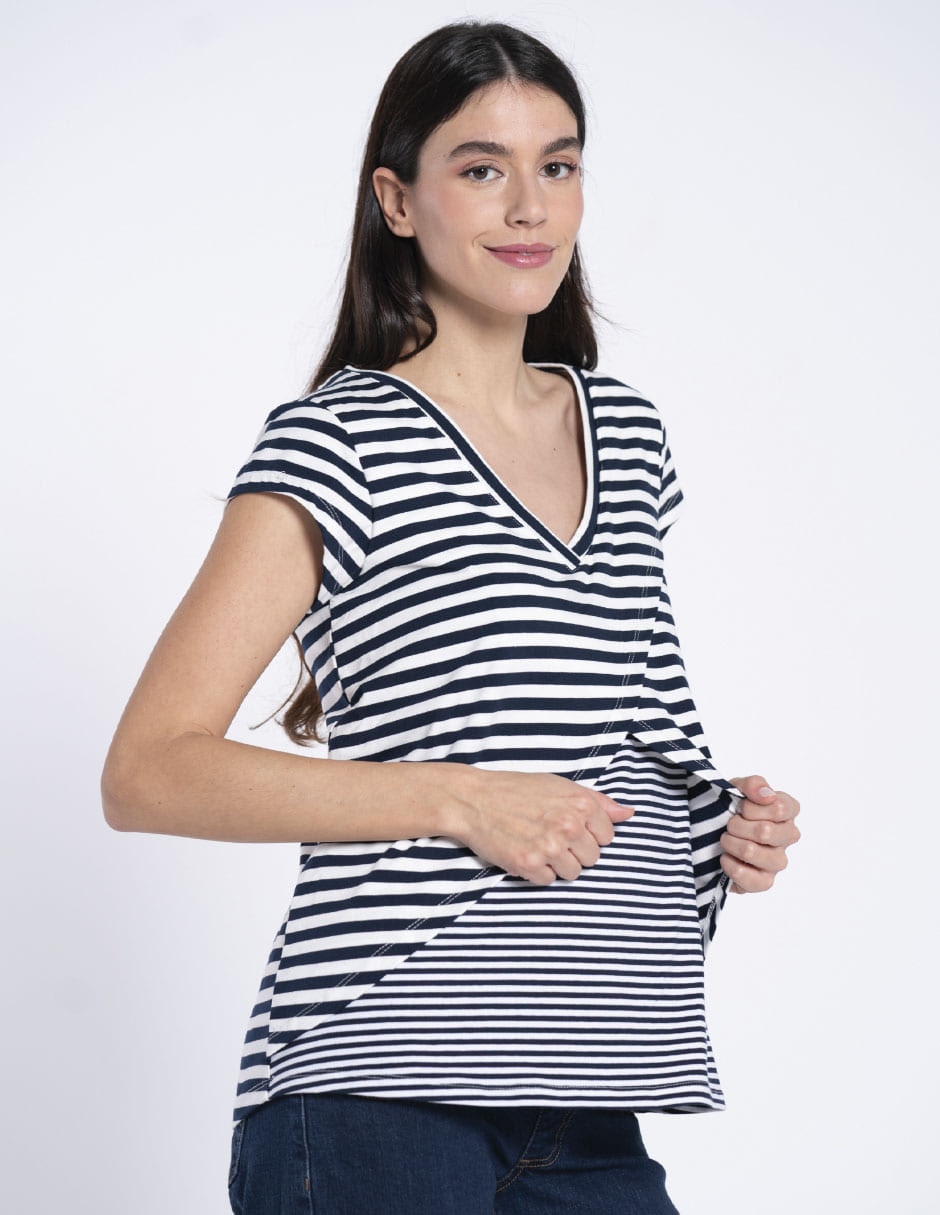 Playera maternidad manga corta cuello v 3