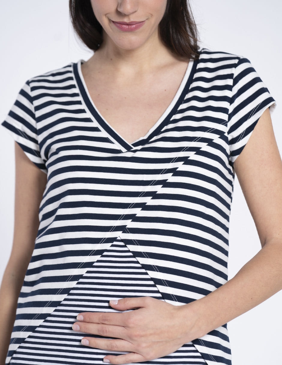 Playera maternidad manga corta cuello v 5
