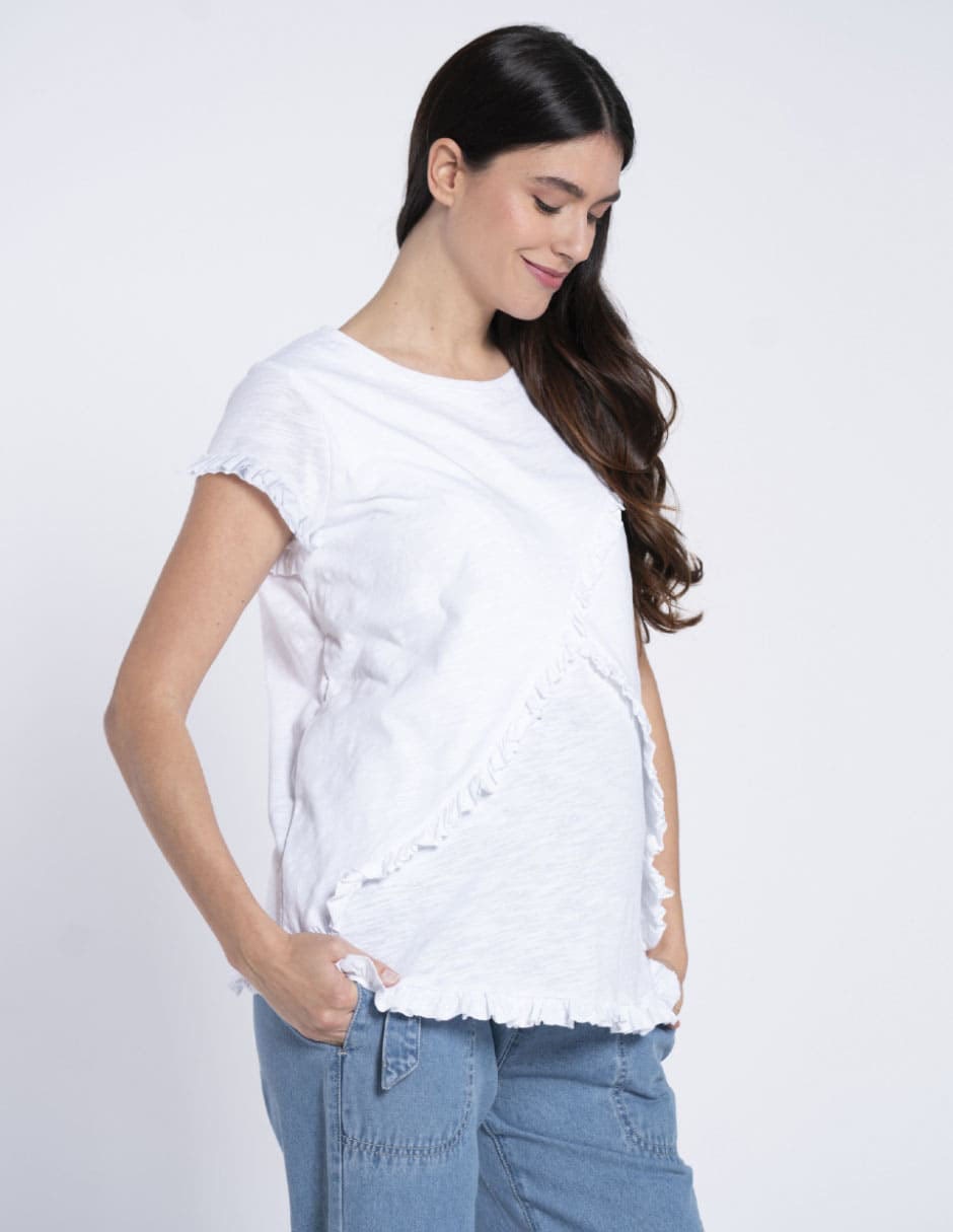 Playera maternidad manga corta cuello redondo 3