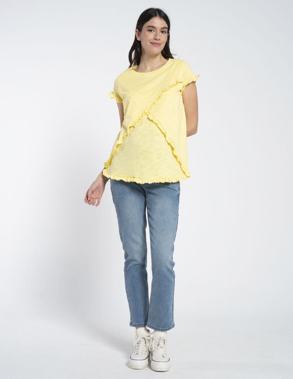 Playera maternidad manga corta cuello redondo