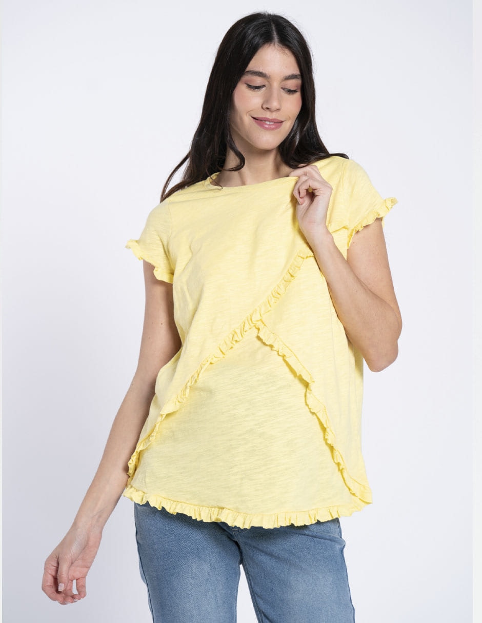 Playera maternidad manga corta cuello redondo 2