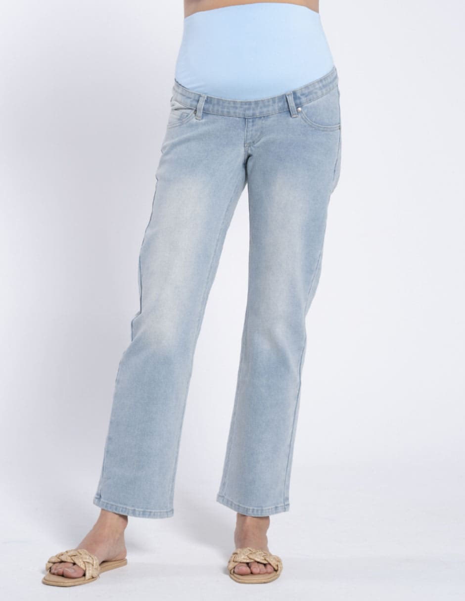 Jeans maternidad straight corte corte cintura 2