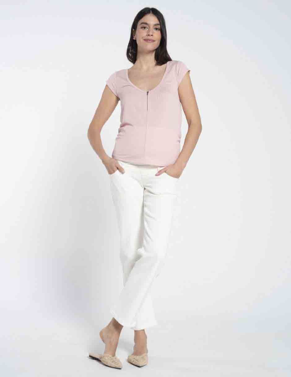 Playera maternidad manga corta cuello v