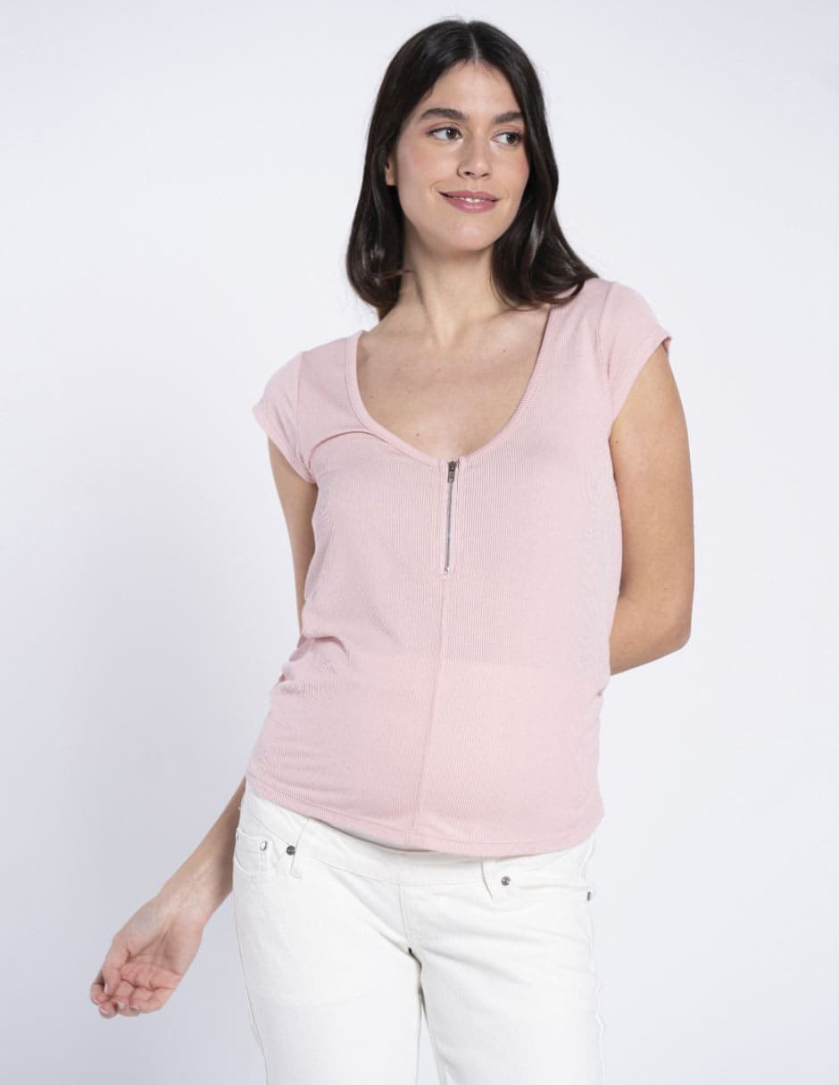 Playera maternidad manga corta cuello v 2